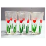 Swanky Swigs Jars, Qty 3, Post-1937 Design Of Tulips With 4-Ring Flared Tops