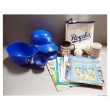 Kansas City Royals Collectibles, Includes Batting Hat Bowls, Mugs, Ball, Snack Bag, Magazines And Mo