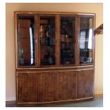 Solid Wood 8 Door Lighted Curio Cabinet With Glass Shelves, 81" x 72" x 21"
