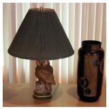 Ceramic Owl Table Lamp, 24" Tall, And Ceramic Vase, 16" Tall