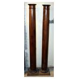 Round Wood Columns, Qty 2, 64.75" Tall, Bases Are 12" Square