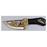 Decorative Knife With Cut-Through Relief Of Hunter And Dog, 4.5" Blade, In Collector