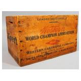 Wood Crates, Qty 2, Includes Western Cartridge Co Case (Held 12 ga Ammo) 9" H x 14.5" W x 9.25" D An