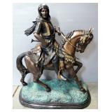 Brass Statue Of Arab On Horseback, "Return From The Hunt" After Guillemin And Barye, Approx 49" H x 
