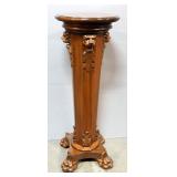 Pedestal With Carved Lion Heads And Claw Feet, 39.5" H x 15" Diameter
