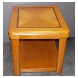 Side Table With Inlay Design, Single Drawer, And Lower Shelf, 22" H x 24" W x 27" D, Matches Lots 54