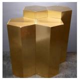 Set of Hexagonal Pedestals, Qty 4, 2 Are 36" H, Other 2 Are 32" H, All Are 16" W (At Widest Point)