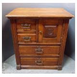 Antique Cabinet With 4 Drawers And Storage Compartment, Dovetail Construction, 28" H x 25.5" W x 16.