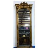 Antique Floor Standing Mirror With Gilt Frame, 84" H x 32" W