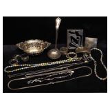Sterling Silver Assortment, Includes Rings, Necklaces, Pin, Spoon, And More, Approx 199.9 g Total We