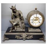 Antique Ansonia Clock Co Mercury Figure Mantel Clock, Circa 1886-1894, With Key, Approx 14" H x 17.5