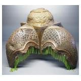 Antique Brass Lamp Shade With Fringes, Approx 15" H x 23" W