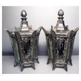 Cast Iron Lantern Covers With Glass Panels, Qty 2, 15" H