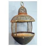 Hanging Metal Bird Feeder / Flower Pot With Metal Insert Basin