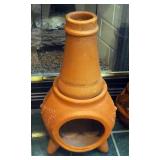 Clay Chimenea, 23" Tall, Open Mouth Faced Jug, And Vase