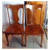 Buffalo Chair Works Solid Oak T-Back Dining Chairs, Qty 4, Back 39", Seat 18"