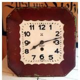 Antique German HAU HAC Red And White Clock, And Framed German Print, "Desire And Love Are The Keys T