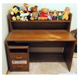 Wood Desk, With 2 Drawer Side Cabinet, And Shelf, Desk 29.5" x 49.5" x 24", Cabinet, 24" x 14.5" x 1