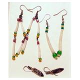 Natural Stone And Beaded Earring Sets, Qty 10