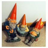 Rien Poortvliet Cast Garden Gnomes, Qty 3