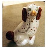 Painted Porcelain Spaniard Figure, 10.5" Tall, Etched Mirrors, Qty 2, One Mirror Depicts Boy Fisherm