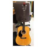 Rogue 6 String Left-Handed Guitar, Model RG-624, With Digital Tuner, On Stage Adjustable Guitar Stan