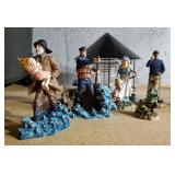Younger & Associates Cast Nautical Figures, Including Surfman At Rescue, Wigwag Signaling Man, Keepe
