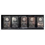 U.S. State Fine Silver Bars, Full Troy Oz, Qty 5 (Total Of 5 Troy Ounces), Stamped With Kansas State