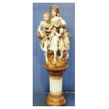 "3 Sisters" Ceramic Statuette (24.5" H) On Separate Column Base (19.25" H)