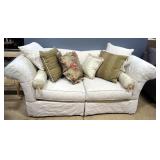 Lee Industries Upholstered Sofa With 8 Throw Pillows, 35" H x 82" W x 39" D