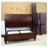 Aspen Home Queen Sleigh Bed Frame With Headboard Footboard With 2 Drawers, Side Rails, And Base In B