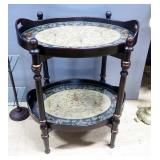 Serving Tray Stand With 2 Removable Serving Trays, Each With Glass Inserts