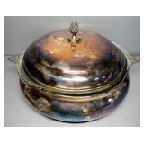 Pyrex Casserole Dish In Silverplate Serving Container With Lid