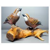 Carved Wood Birds On Branch