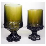 Franciscan Madeira Lead Crystal Glasses, Olive Green Color, 2 Sizes, Total Qty 15