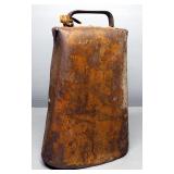 Antique Brass Cow Bell And Brass Skeleton Key