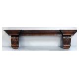 Carved Wood Wall Mounted Display Shelf, 17" H x 64" Long x 8.75" D