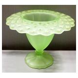 Jade Green Scroll And Eye Plate From Late 1800s By Challinor & Taylor Glass Co, And Lace Trimmed Gla