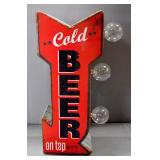 Cold Beer Double-Sided Marquee LED Sign, 3" x 6.5" x 12", New In Box