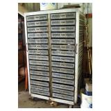 Metal Framed Industrial Rolling Cart With 30 Drawers, 67.75" x 37" x 39.5", Contents Included, Hardw