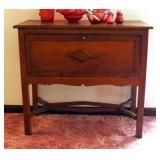Antique Solid Wood Side Table, With Drop Door, 29.5" x 33" x 15"