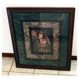 Framed Matted Under Glass, Donna Richardson, "Angel Unaware" Print, 30" x 27"