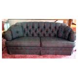 Broyhill Upholstered 2 Cushion Sofa, With Button Tufted Back, And Matching Throw Pillows, 34" x 84" 