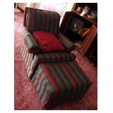 Broyhill Upholstered Arm Chair, 30" x 32" x 36", With Matching Ottoman