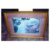 Framed Matted Under Glass A. Rene Dollar Print, Signed And Numbered, 36" x 30", And Home Interiors P