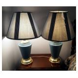 Ceramic Table Lamps, With Brass Finish, Qty 2, 30" Tall