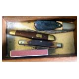 Mens Vintage Pocket Knife Collection Including, Old Timer, And Craftsman, Qty 4, Money Clips, Keys, 