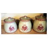 Ceramic Pottery Cannister Set, Qty 3