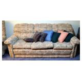 La-Z-Boy 3 Cushion Sleeper Sofa, With Assorted Throw Pillows, 34" x 84" x 38"