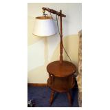 Vintage Tiered Turned Wood Lamp Table, Needs Minor Repair, 51" x 15" Diameter